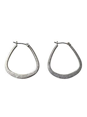 Vintage Abstract Hoop Earrings Silver Tone Boho Chic Minimalist Fashion Jewelry
